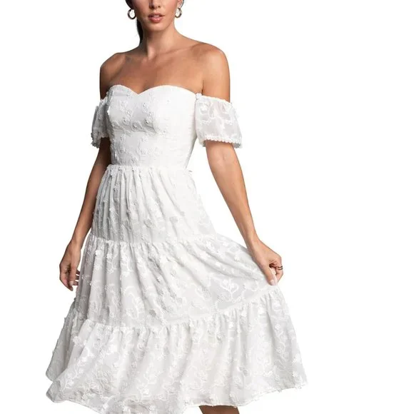 dress the population runs small Dress The Population Rory Dress - White